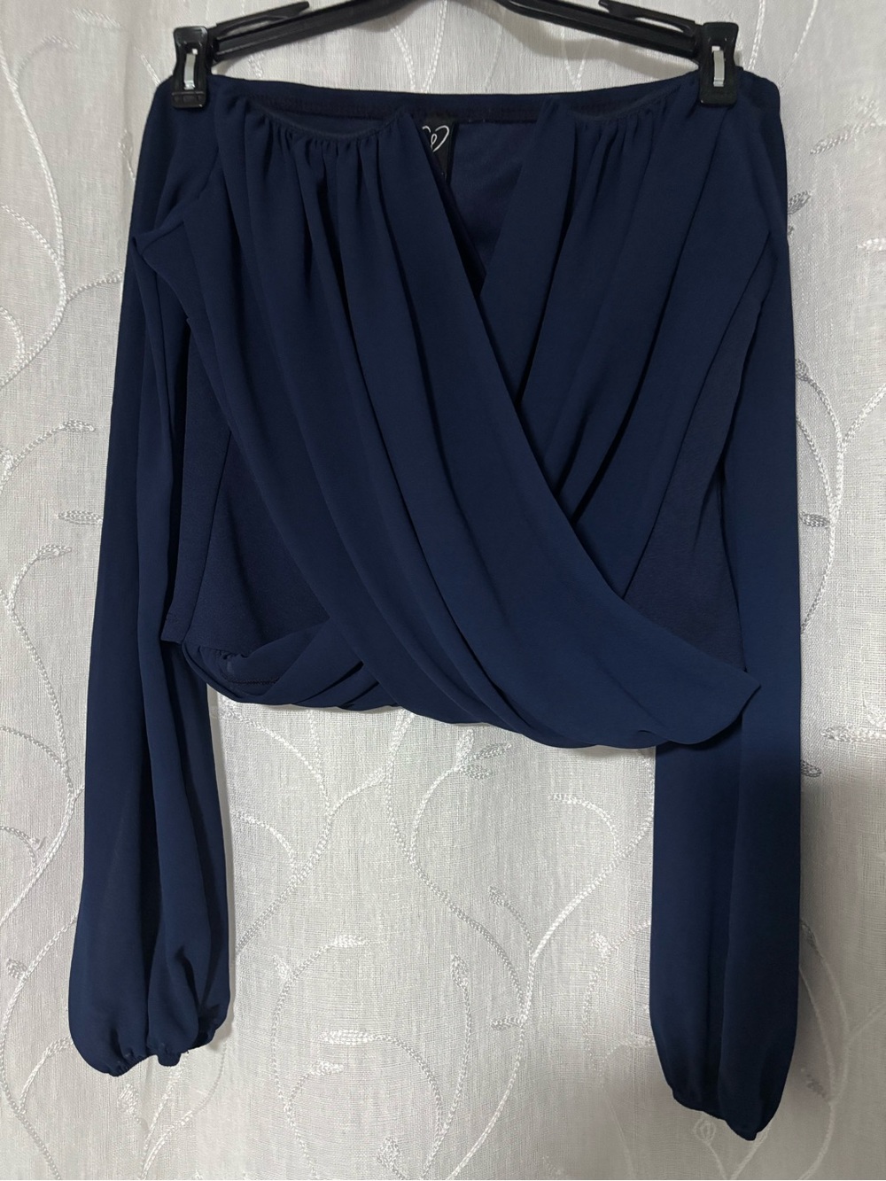 Windsor Navy Wrapped Long-Sleeve Blouse